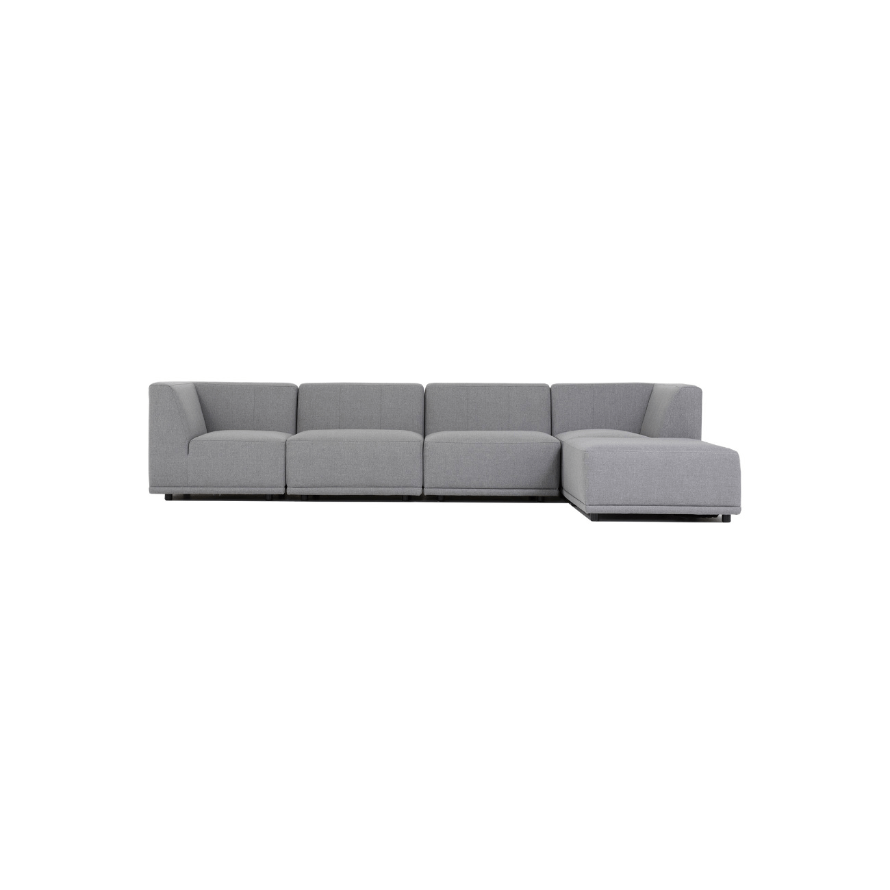 New York Hjørnesofa Med Chaiselong  Fem Moduler  Lysegrå Polyester Stof Og Sort Plastik