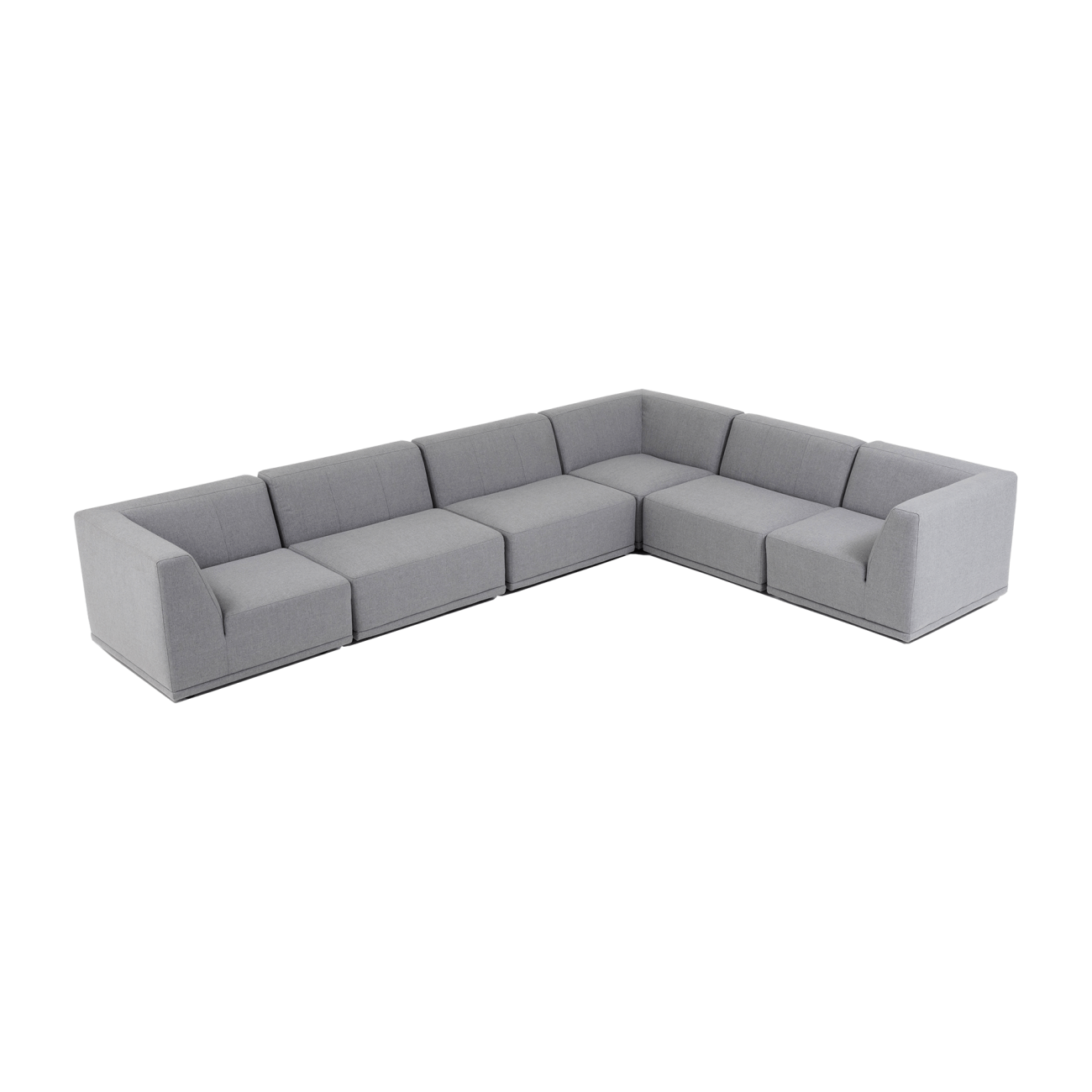 New York Hjørnesofa Med Chaiselong  Seks Moduler  Lysegrå Polyester Stof Og Sort Plastik