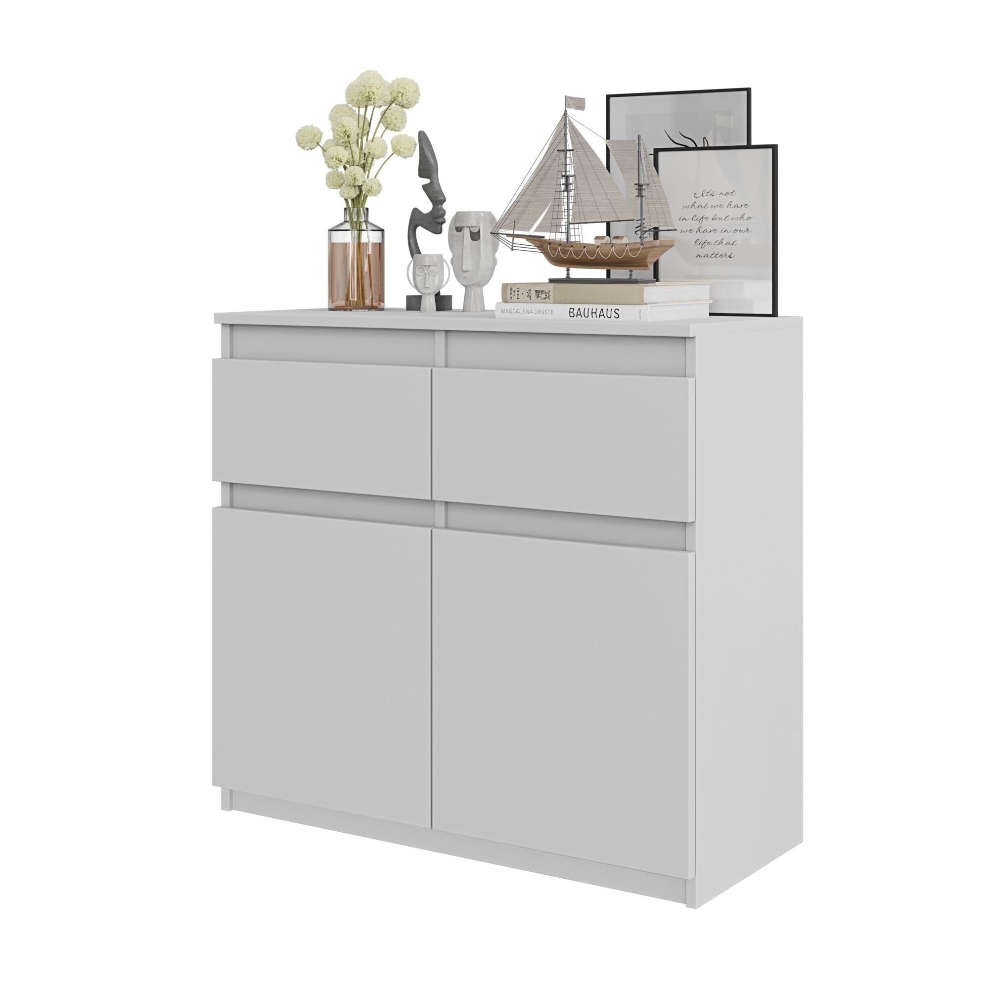 Noah Kommode Med   Skuffer Mat Hvid H75cm B80cm D35cm