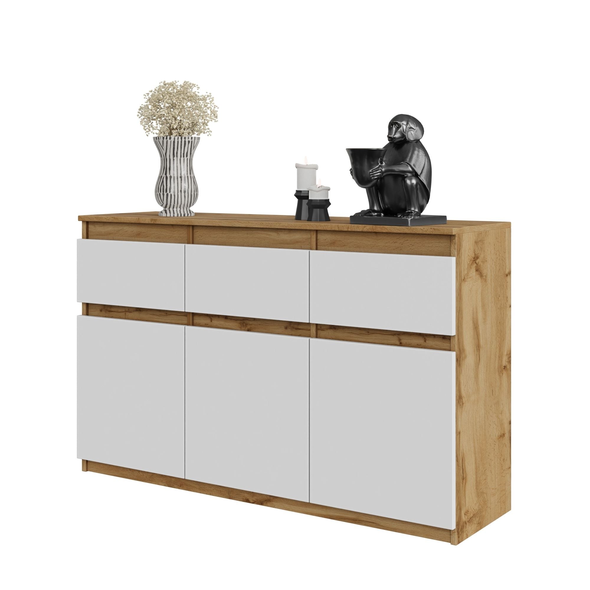 Noah Kommode Med   Skuffer Naturfarvet   Mat Hvid H75cm B120cm D35cm