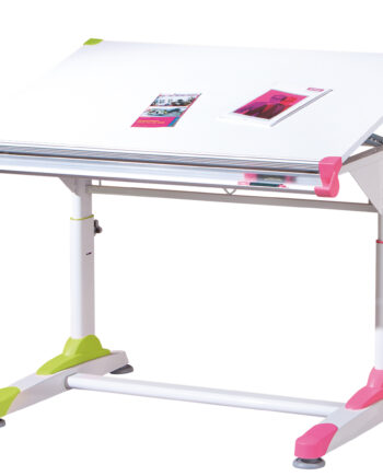 Nordic Living Collection 2colorido Børneskrivebord     Vippehylde  Højdejusterbar Hvid Pink Grøn Melamin Og Metal  101x70