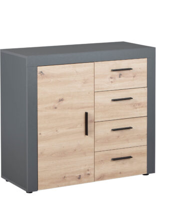 Nordic Living Collection Corbeto Kommode       Låge Og   Skuffer Artisan Egelook Og Antracitgrå Melamin