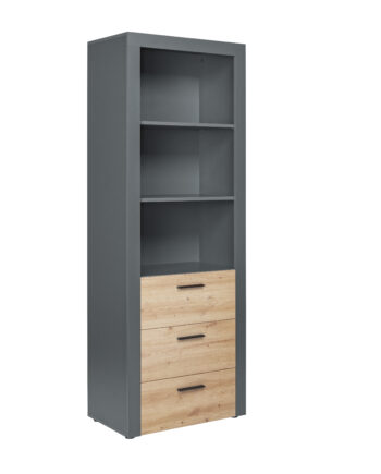 Nordic Living Collection Corbeto Reol       Hylder Og   Skuffer Artisan Egelook Og Antracitgrå Melamin