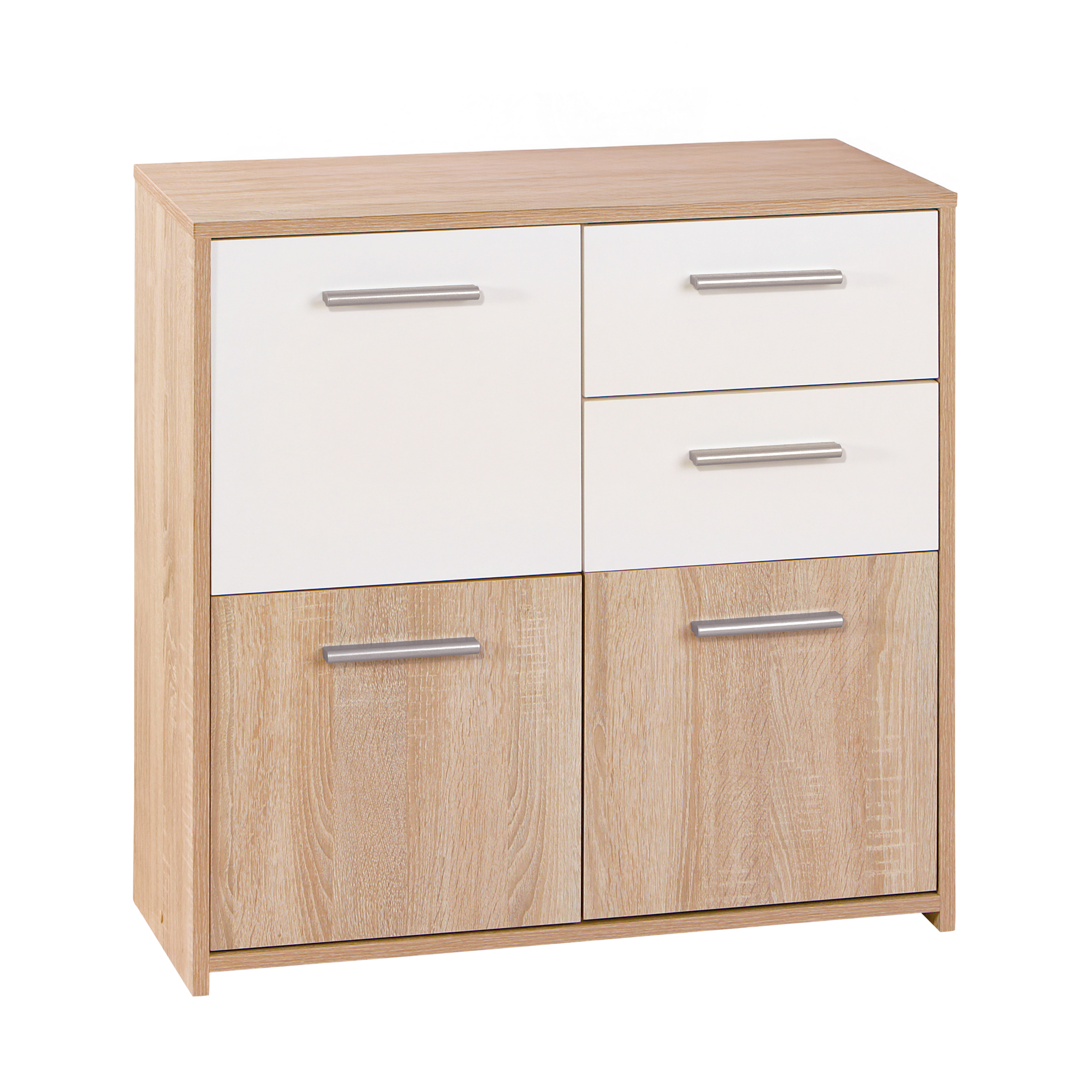 Nordic Living Collection Eboli Kommode       Låger Og   Skuffer Sonoma-eg Finish Og Hvid Melamin