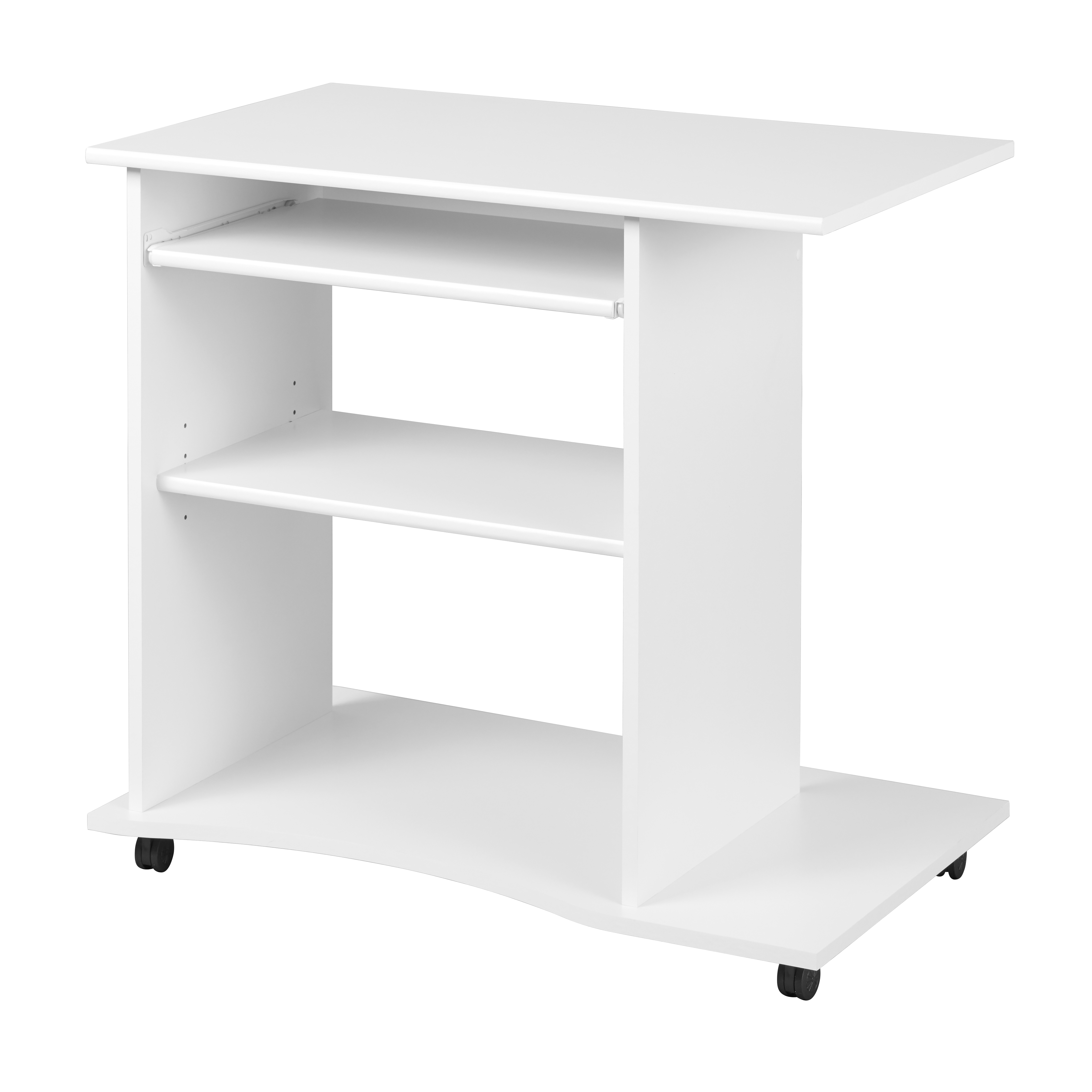 Nordic Living Collection Pepe Skrivebord       Hylder    Udtræks Tastaturhylde  Hjul Hvid Melamin  80x50