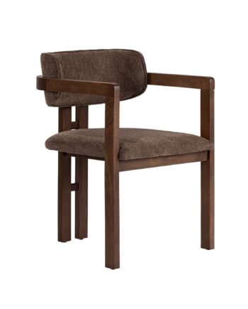 Nordvärk Toscana Spisebordsstol     Armlæn Brun Polyester Stof Og Mørk Valnød Træ