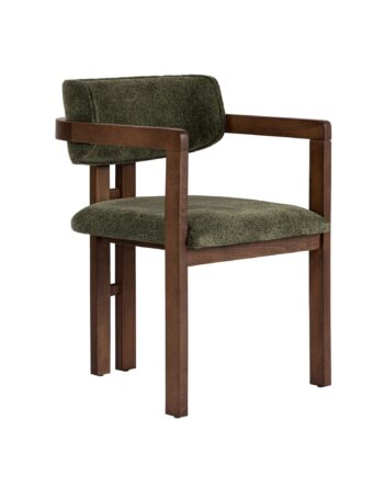 Nordvärk Toscana Spisebordsstol     Armlæn Grøn Polyester Stof Og Mørk Valnød Træ