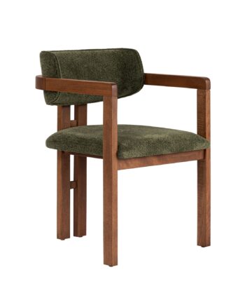 Nordvärk Toscana Spisebordsstol     Armlæn Grøn Polyester Stof Og Valnød Træ
