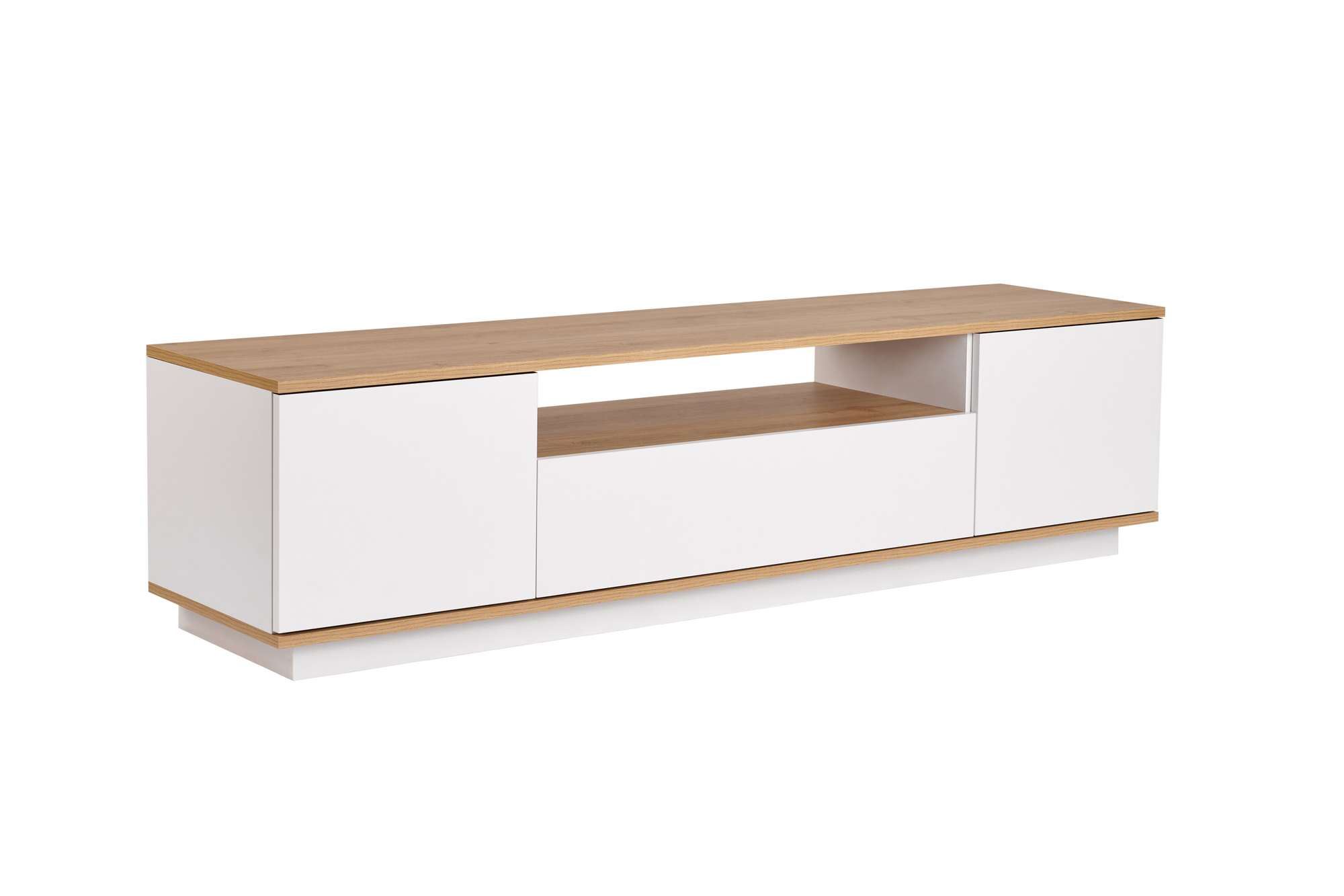 Nordvärk Veramont Tv-bord Låger Hylde Hvid Og Cadiz Oak Melamin 180x44