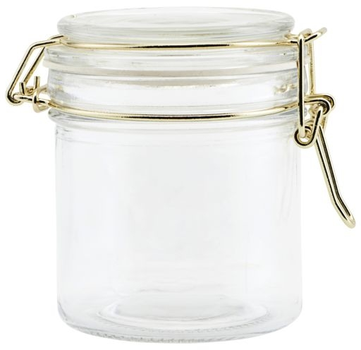 Opbevaringsglas House Doctor Vario Opbevaringskrukke ø8     H9   Cm Klar Glas Med Messinglåg
