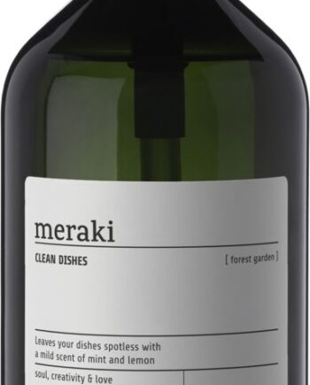Opvaskemiddel Meraki Forest Garden Nordic Swan Svanemærket Sort Pumpeflaske 1000 Ml Med Pebermynte Og Lemon Duft