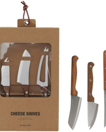 Osteknivesæt Nicolas Vahé Cheese Knives Natur 3x18 Cm Akacietræ Rustfrit Stål Brun Sølv