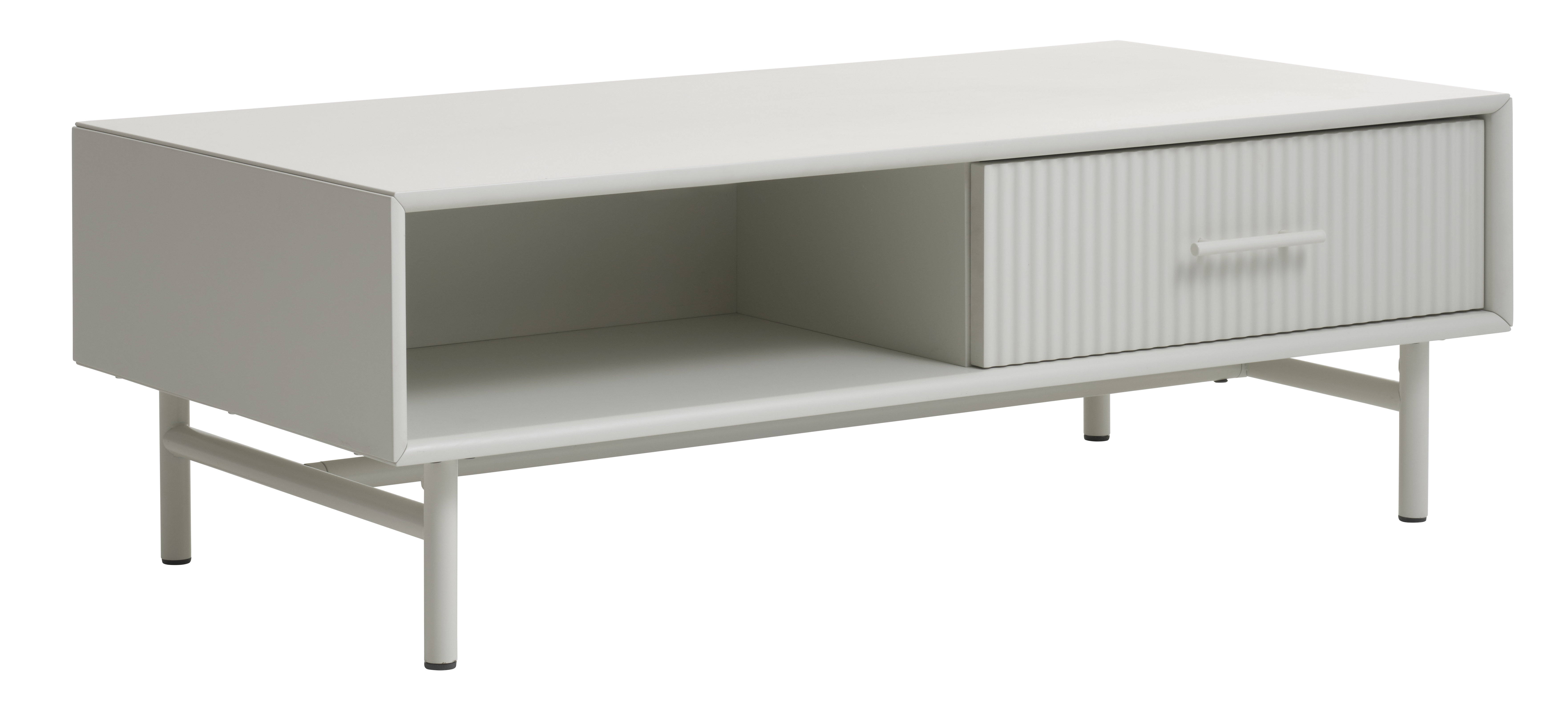 Palma Sofabord       Rum Og   Skuffe Greige Mdf Og Metal  60x120