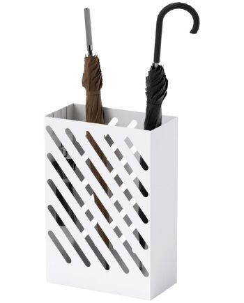 Paraplystativ Med Drypbakke    Kroge  Stål  28l   14b   41h Cm  Hvid
