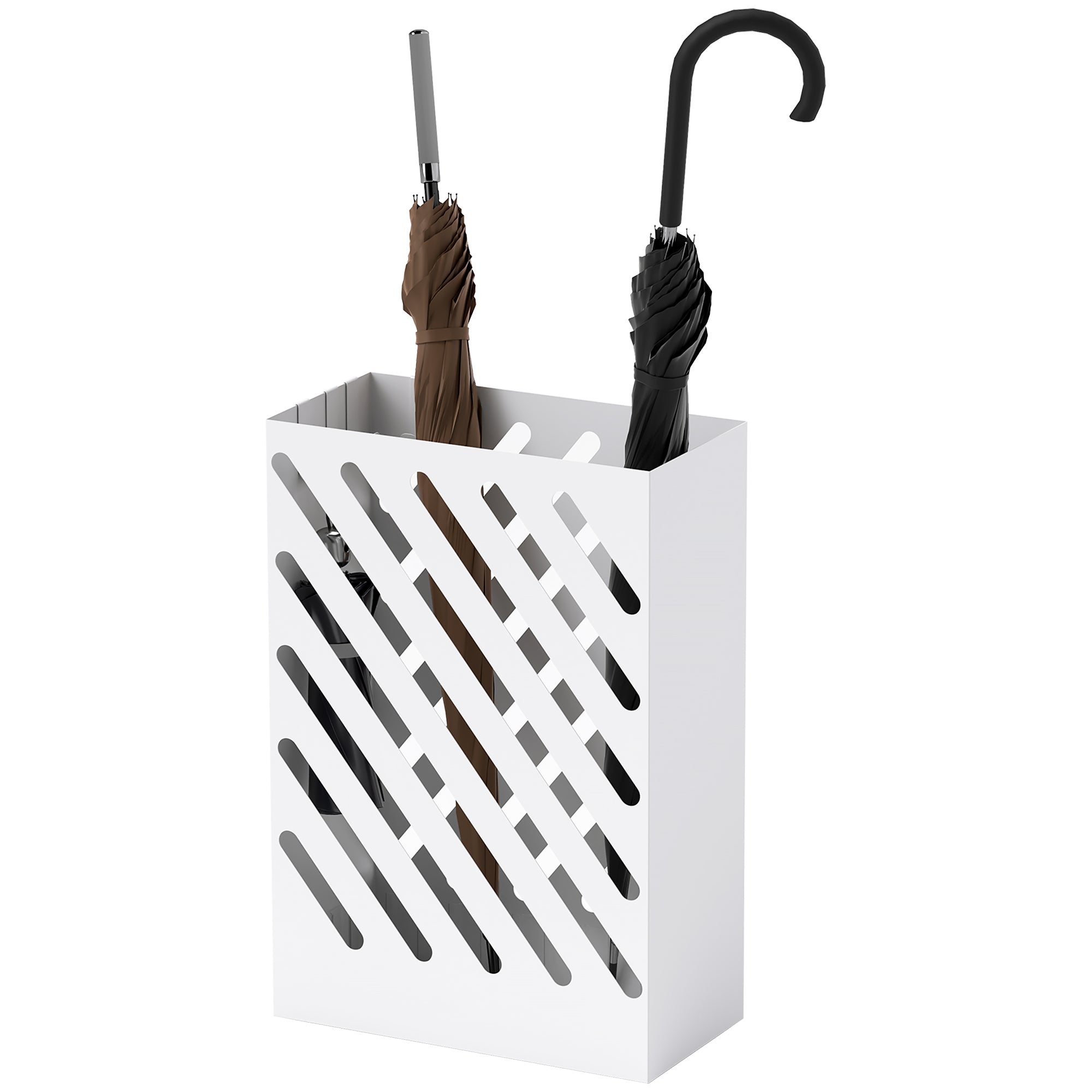 Paraplystativ Med Drypbakke    Kroge  Stål  28l   14b   41h Cm  Hvid