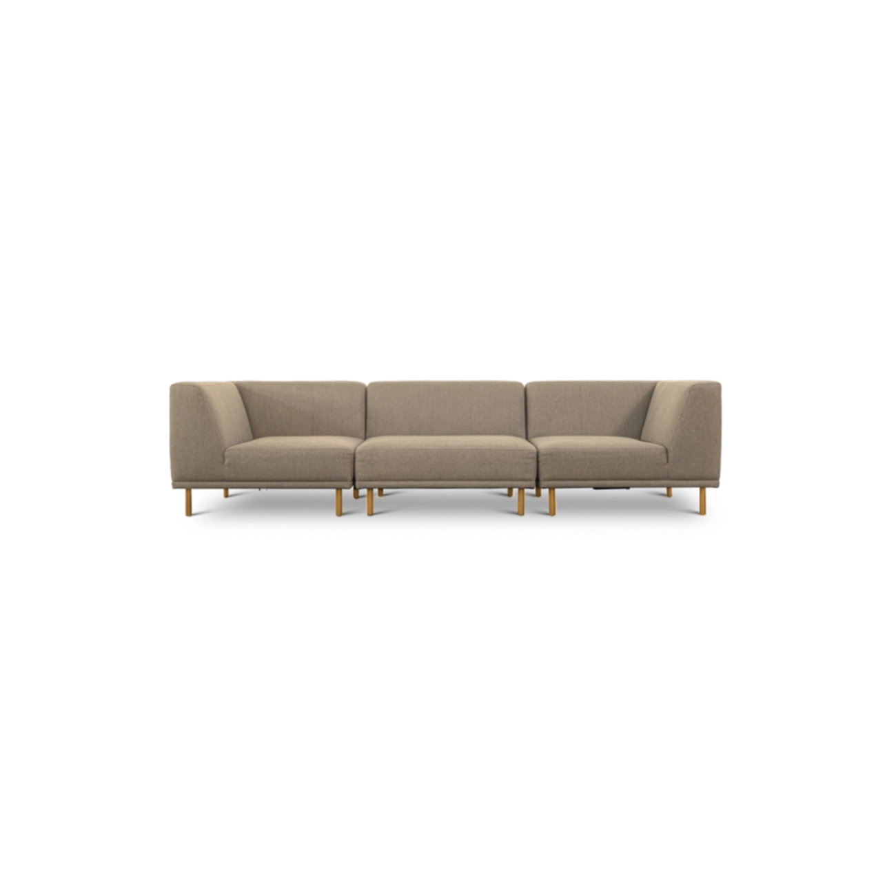 Paris  -pers  Sofa  Tre Moduler  Latte Polyester Stof Og Natur Egetræ