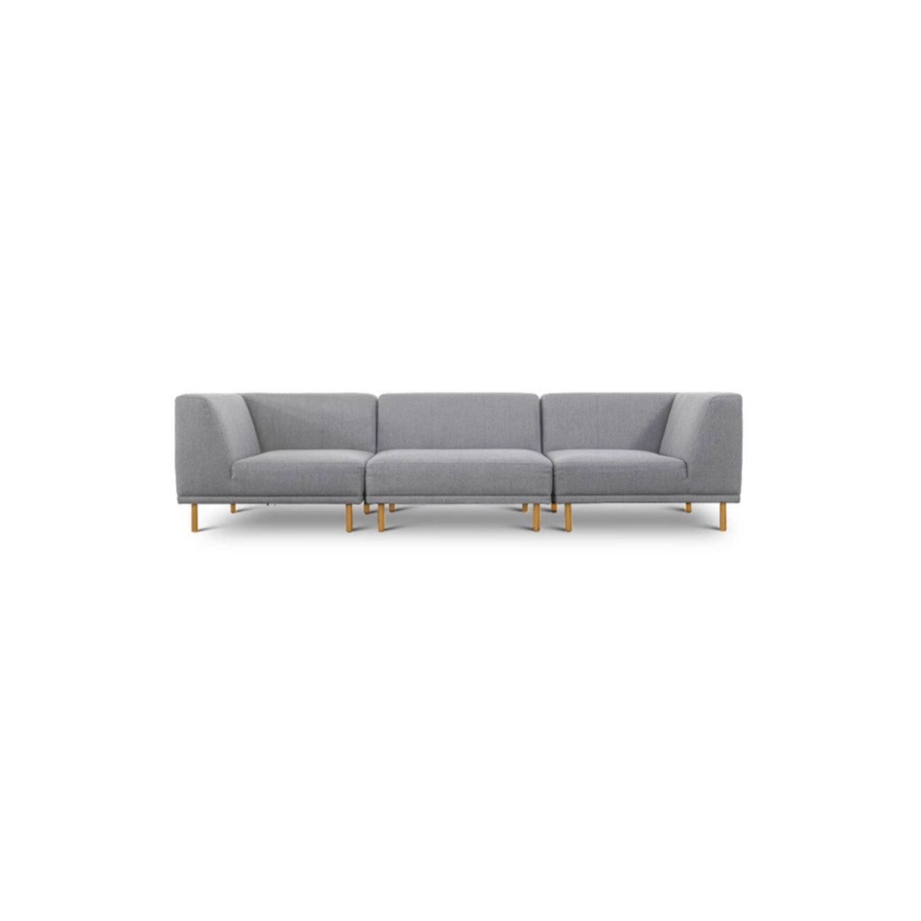 Paris  -pers  Sofa  Tre Moduler  Lysegrå Polyester Stof Og Natur Egetræ