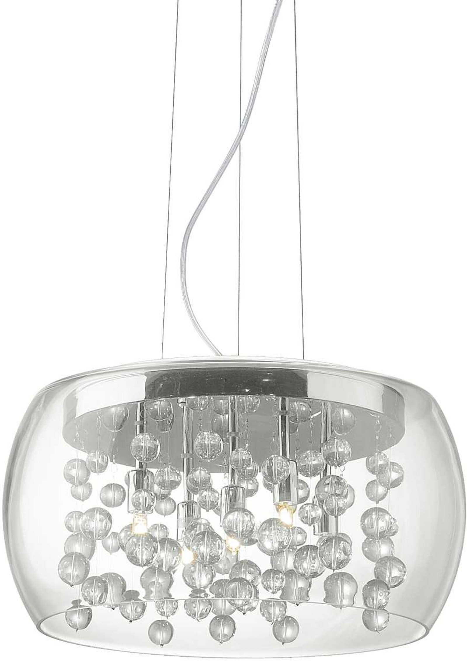 Pendel Lampe Ideal Lux Audi-80   Krom Og Klar Røget Glas ø400 Mm Justerbar Højde 260-2350 Mm