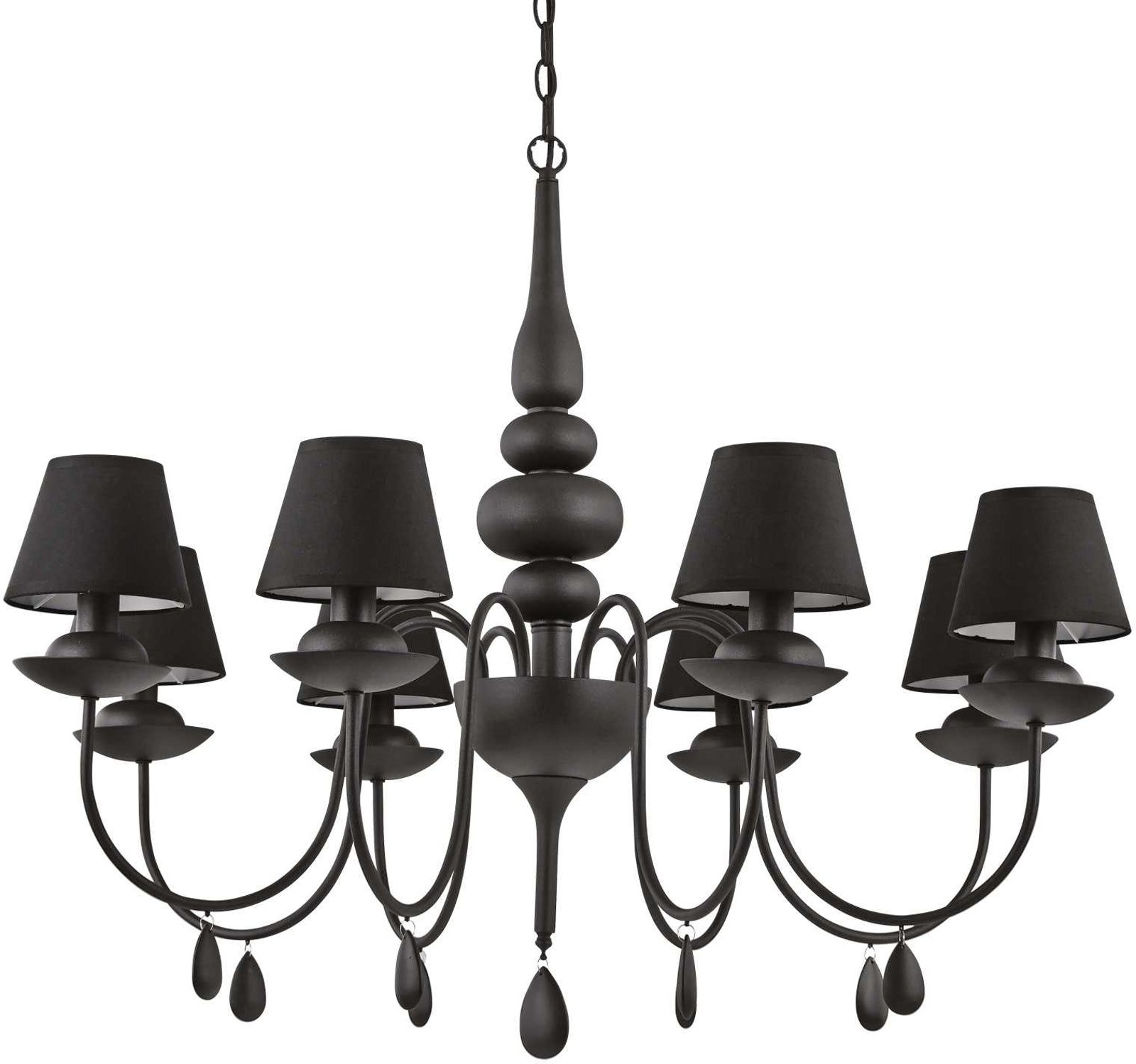Pendel Lampe Ideal Lux Blanche Sort Metal  Glas Og Stof ø92 Cm Justerbar   90-180 Cm 8xe14