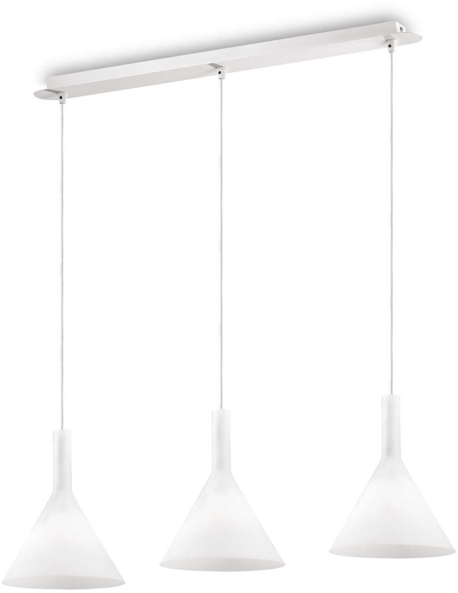 Pendel Lampe Ideal Lux Cocktail   Hvidt Syreætset Glas ø200   H320-1250 Mm Justerbar Højde  -armet E14