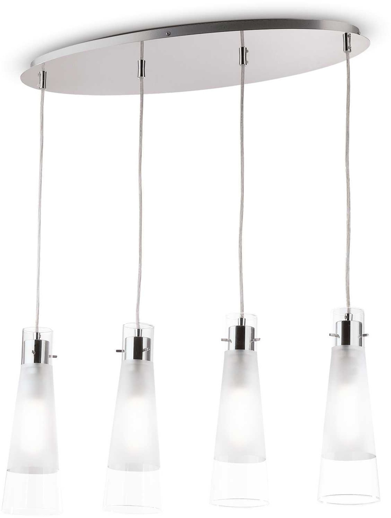 Pendel Lampe Ideal Lux Kuky  -armet Højdejusterbar Med Glasskærme E27 Og Krom Finish