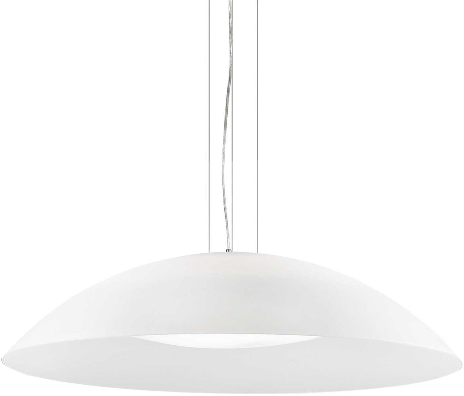 Pendel Lampe Ideal Lux Lena Glas Hvid Krom ø74 Cm Justerbar Højde 25 234 Cm 3xe27 Ophængslampe