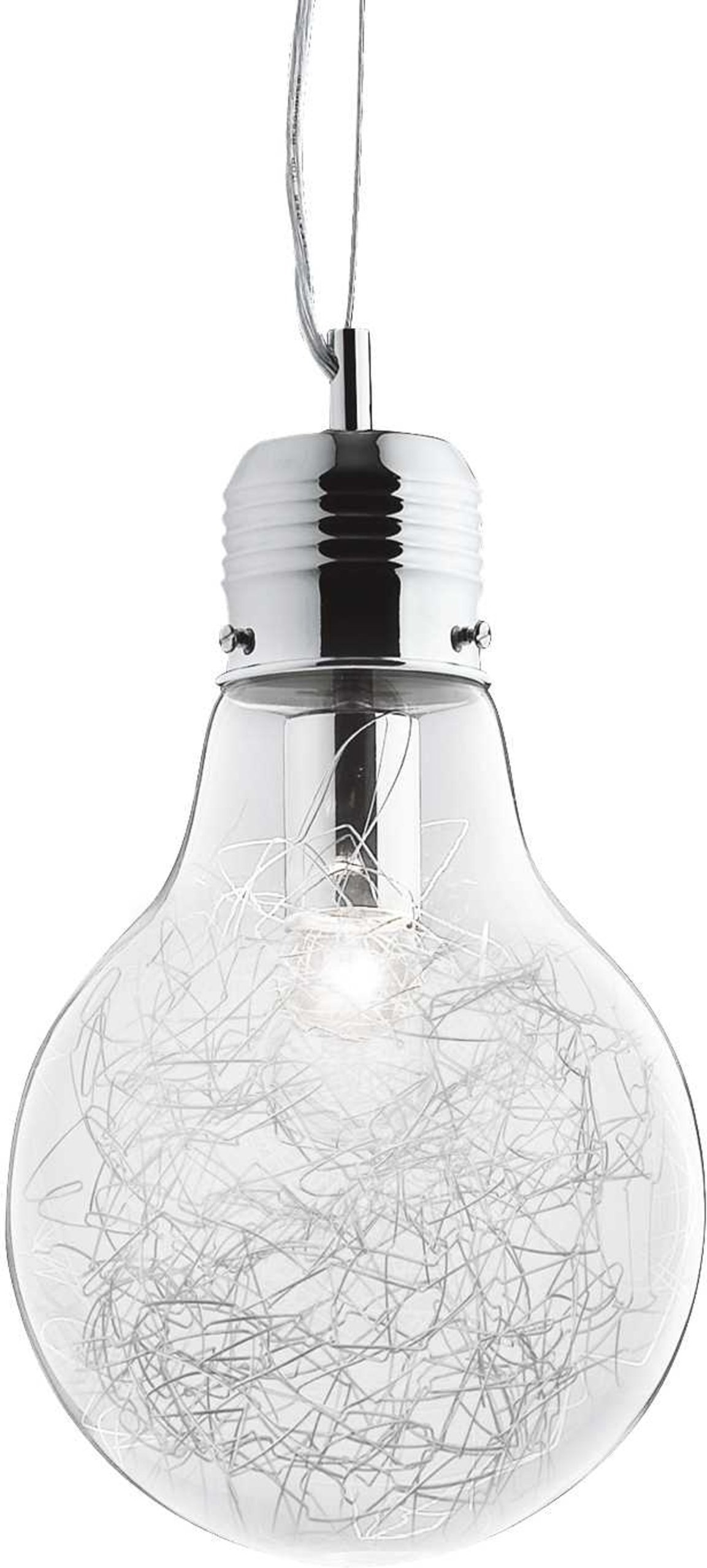 Pendel Lampe Ideal Lux Luce Max   Metal Og Glas E27 ø22 Cm Justérbar Højde 45-254 Cm Klar Kromfarvet