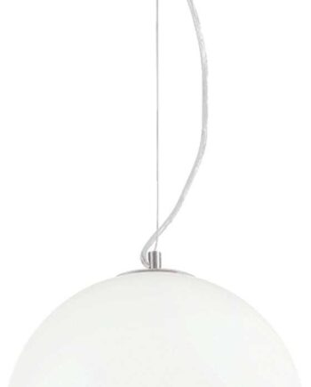 Pendel Lampe Ideal Lux Mapa Bianco ø30 Cm Hvid Glas Justerbar Højde 36-245 Cm E27