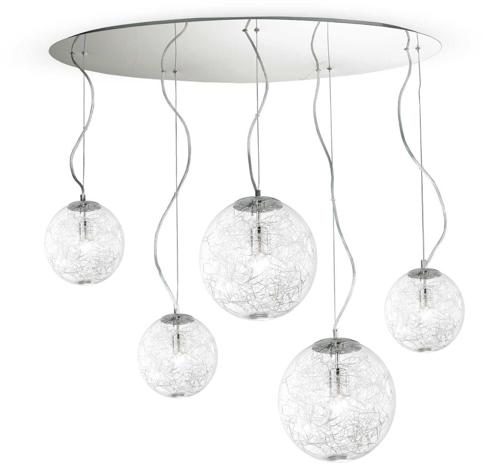 Pendel Lampe Ideal Lux Mapa Max   Krom-glas Hængelampe Med Justerbar Højde 350-1100 Mm  5ã E27