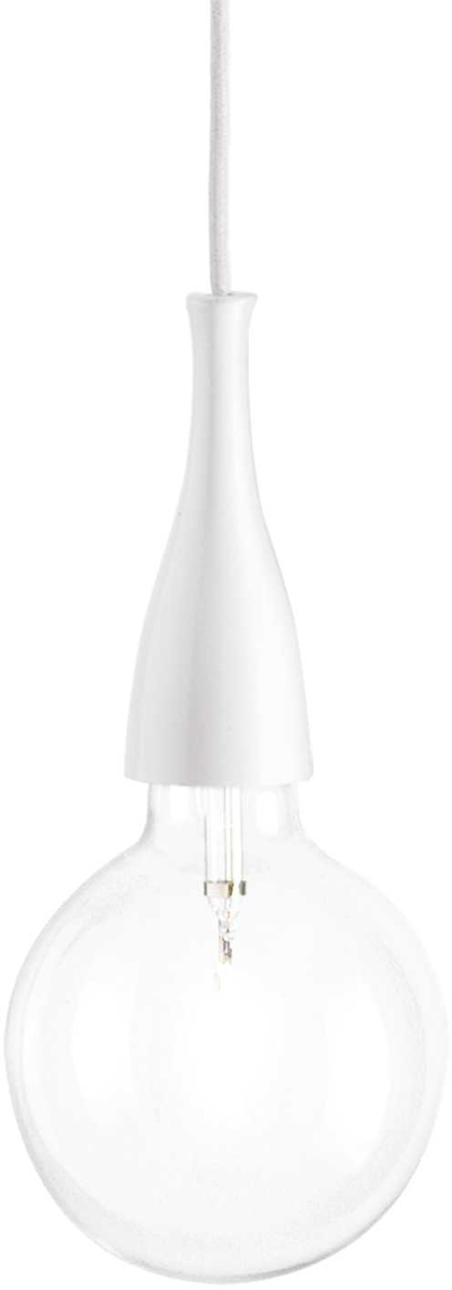 Pendel Lampe Ideal Lux Minimal ø125 Mm H350-2420 Mm Hvid Inkl E27 08w Pære 3000k
