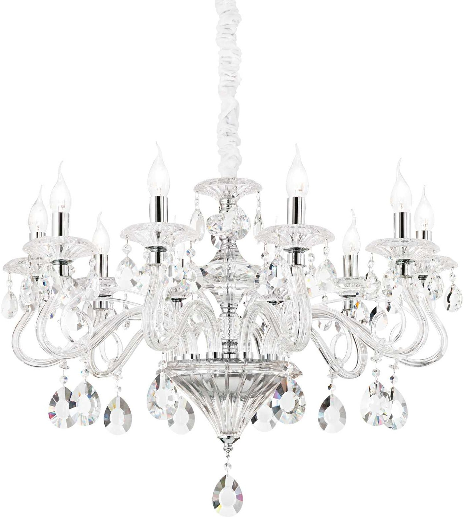 Pendel Lampe Ideal Lux Negresco Krystal ø85 Cm Glas Og Krom