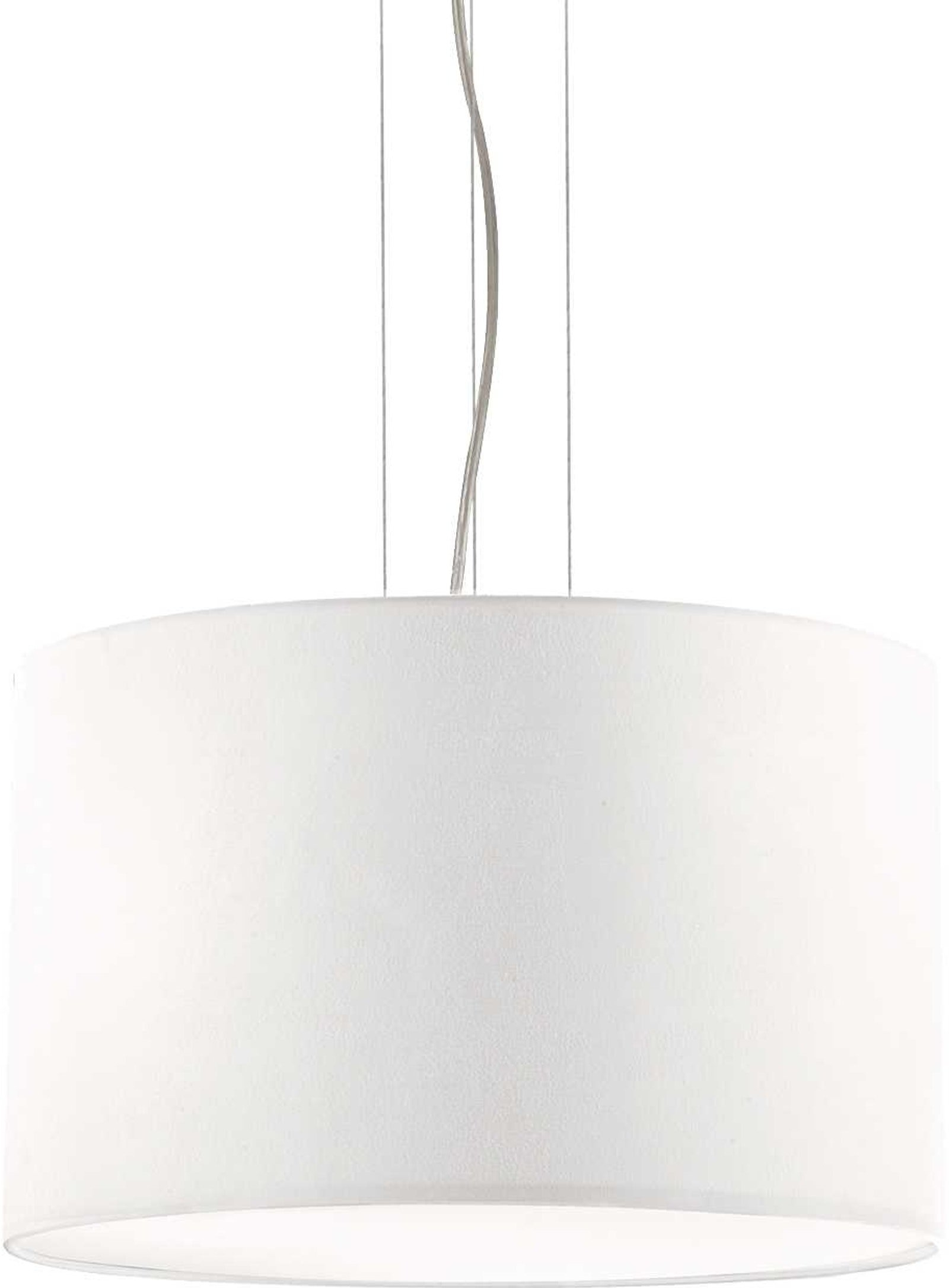 Pendel Lampe Ideal Lux Wheel ø42   Cm Hvid Krom Stofskærm Justerbar Højde 32 241 Cm