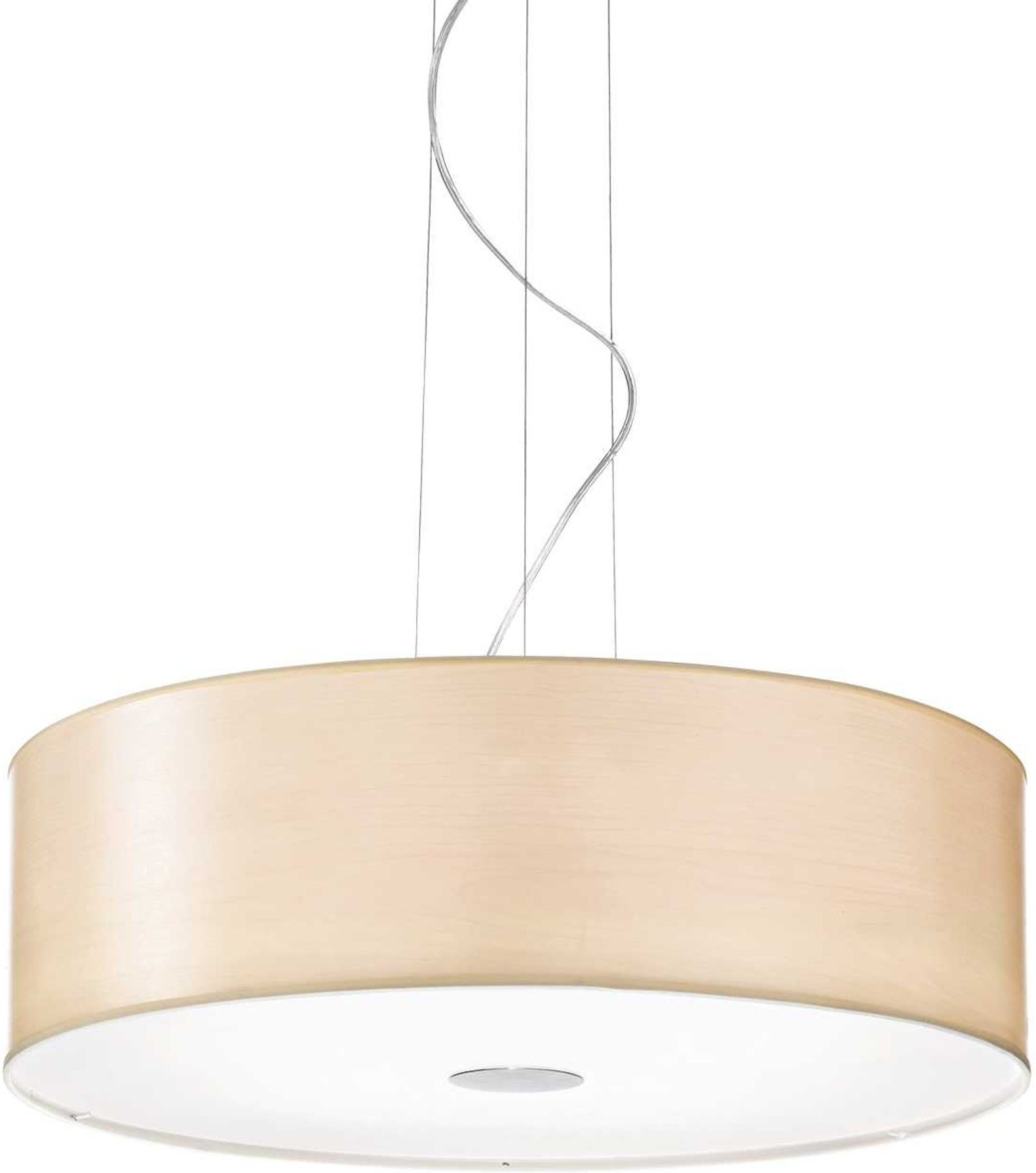 Pendel Lampe Ideal Lux Woody Natur Krom ø60 Cm H24-233 Cm Justerbar Hængelampe Med     E27 Pærer