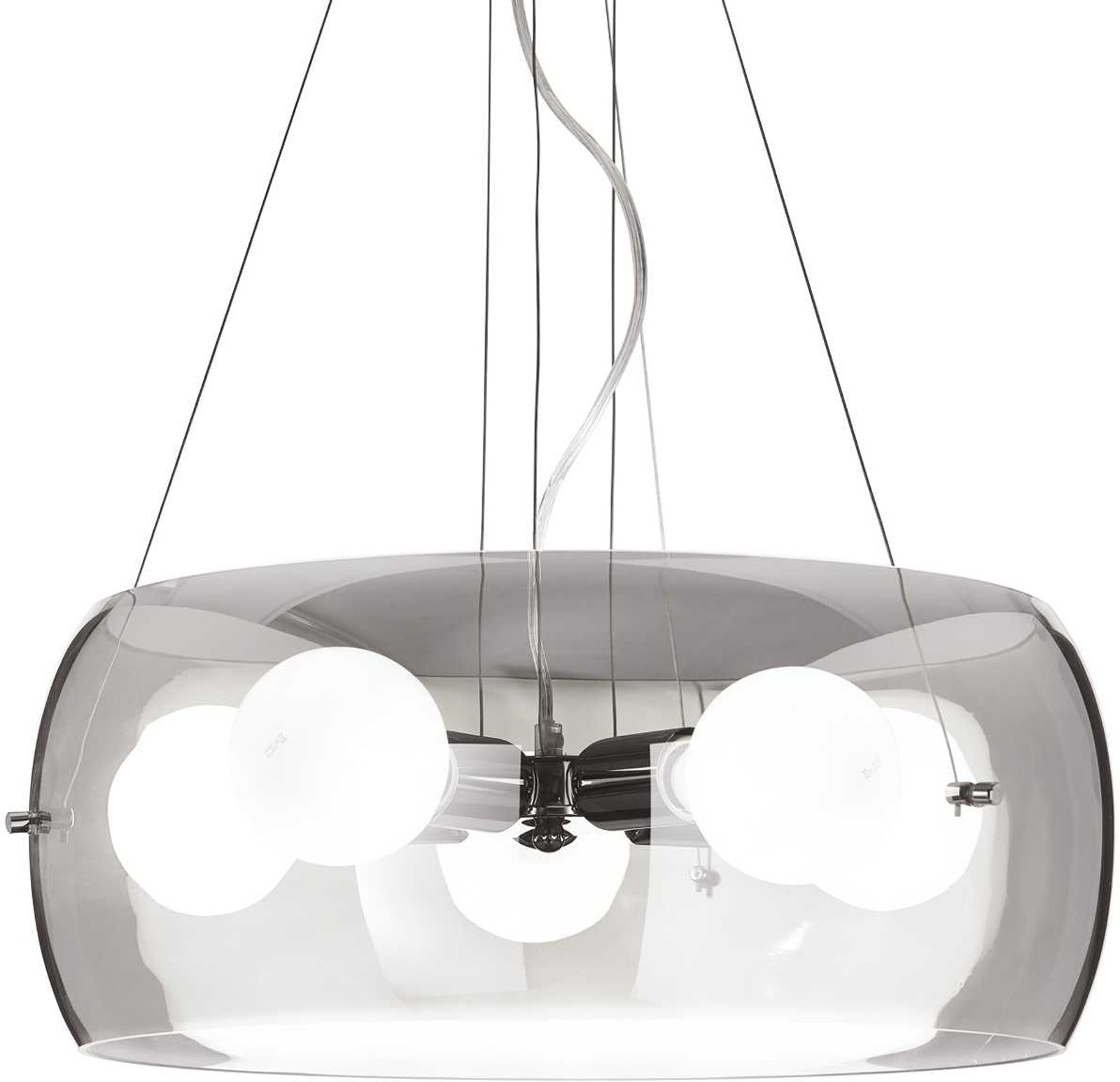Pendellampe Ideal Lux Audi-10   Metal Med Røgfarvet Glas Og Krom ø48     H40-100 Cm
