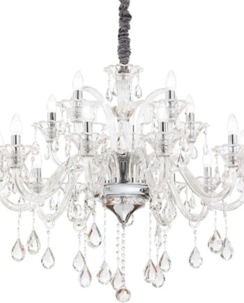Pendellampe Ideal Lux Colossal ø95 Cm Justerbar   90 265 Cm Gennemsigtig Krom 15xe14