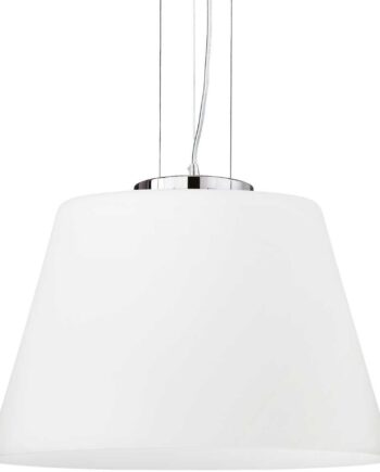 Pendellampe Ideal Lux Cylinder ø405 H340-1300 Mm Hvid Krom