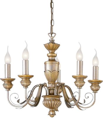 Pendellampe Ideal Lux Firenze ø55 Cm Bladdetalje Metal Bladguld Justerbar Højde 45-105 Cm E14 Ip20