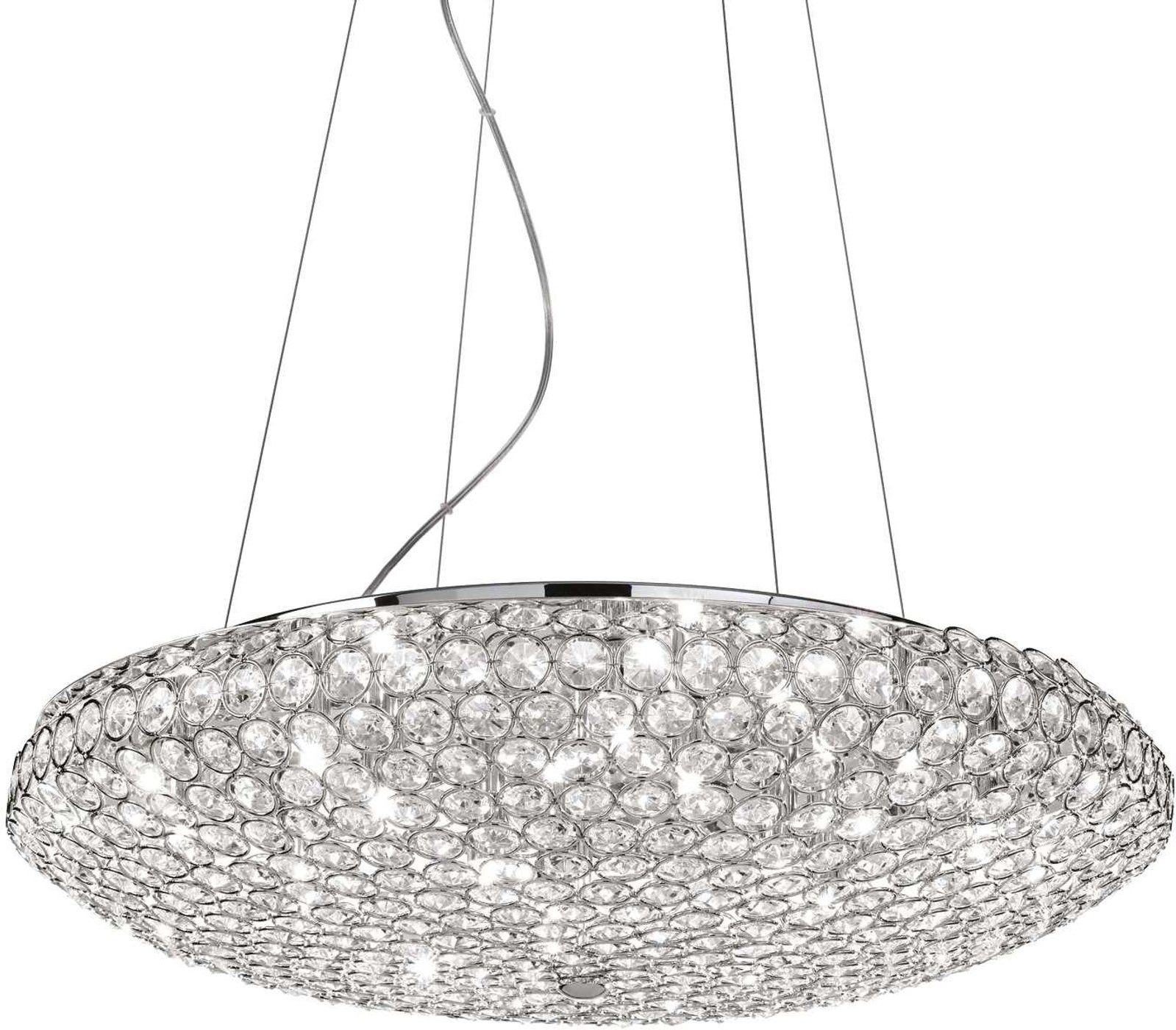 Pendellampe Ideal Lux King   Krom Og Krystal ø650 Mm Justerbar Højde 400 1200 Mm