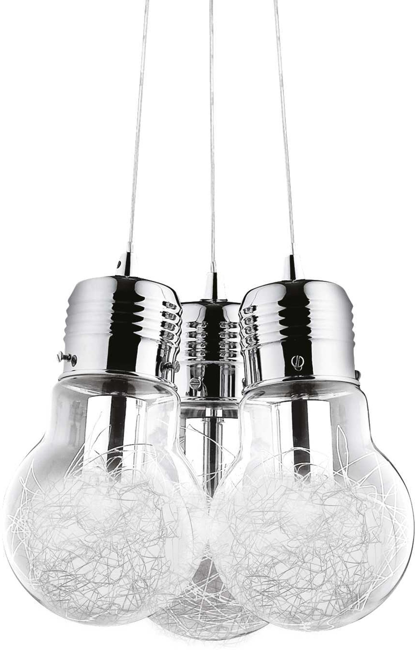 Pendellampe Ideal Lux Luce Max ø32 Cm Justerbar Højde 30-120 Cm Transparent Glas Krom