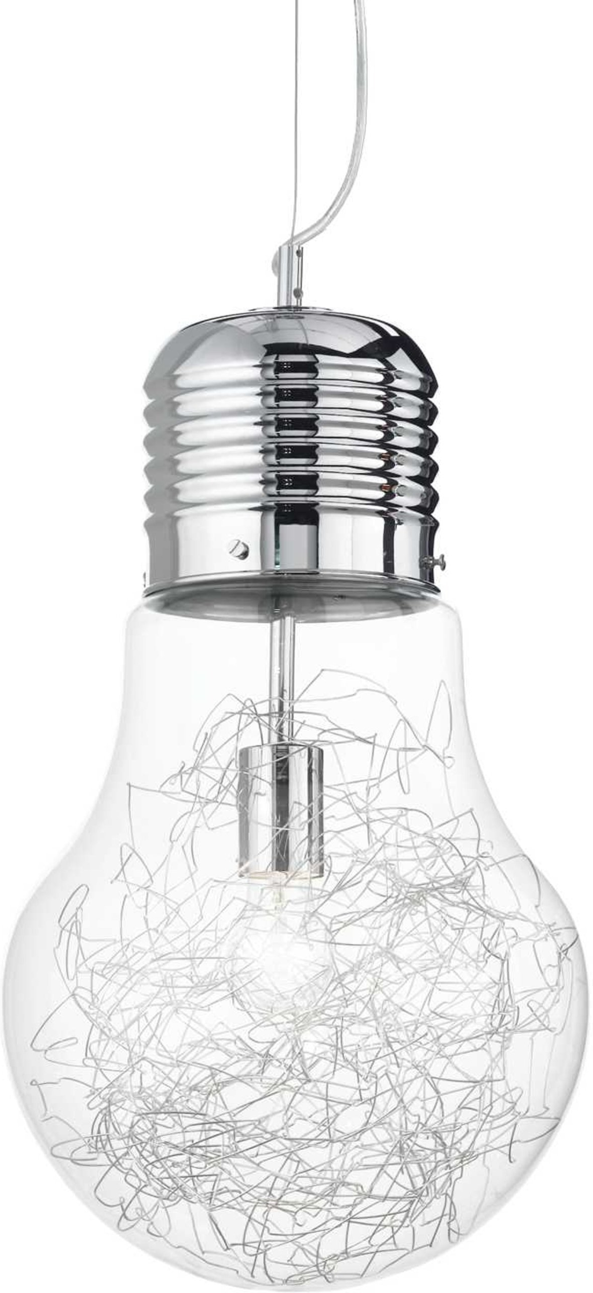Pendellampe Ideal Lux Luce Max ø30 Justerbar Højde Klarblæst Glas Krom E27 60w