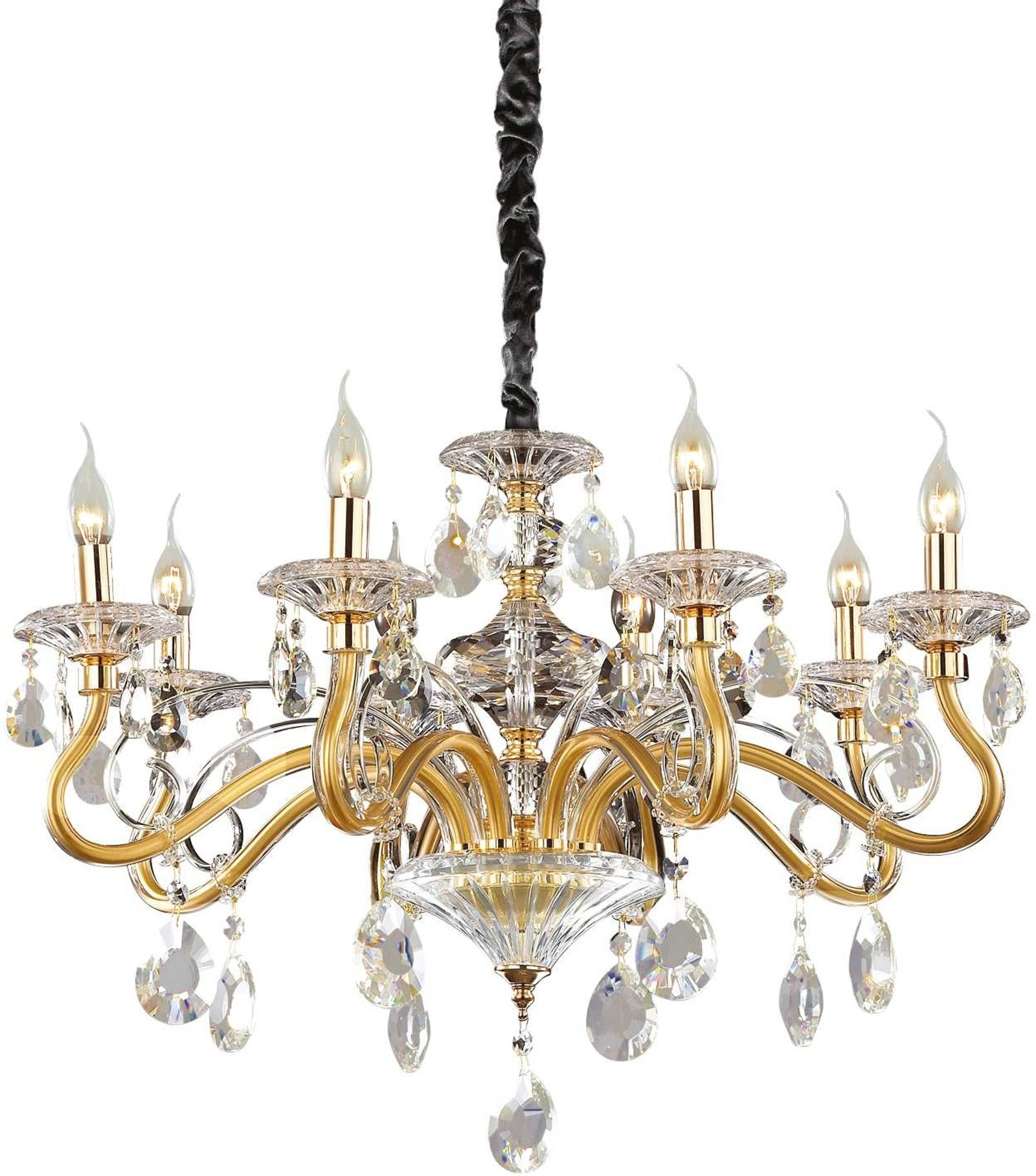Pendellampe Ideal Lux Negresco ø73   Cm Justerbar 80 155 Cm Krystal Glas Guld