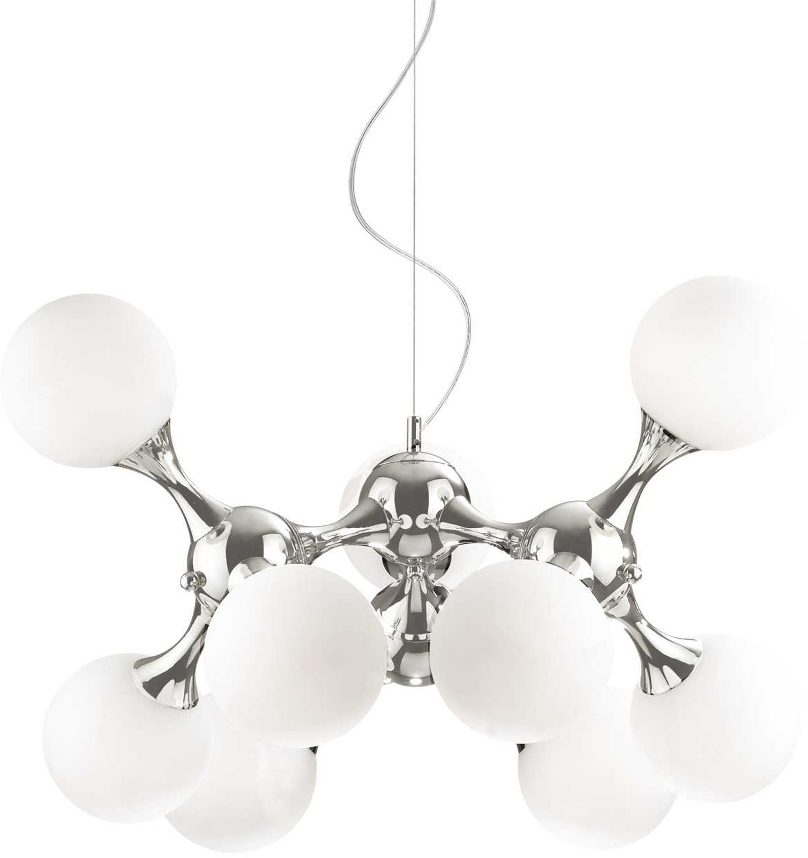 Pendellampe Ideal Lux Nodi ø800 Mm  H530-2620 Mm Hvid Krom Loftslampe