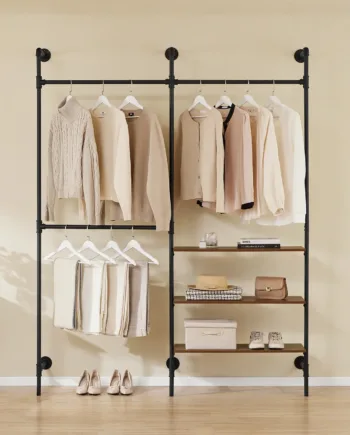 Pladsbesparende  åben Garderobe   Rå Industriel Stil  Vægmonteret