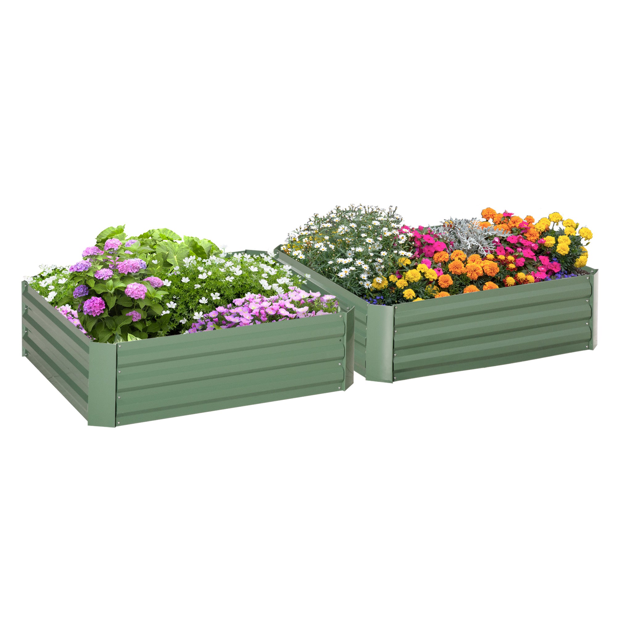 Plantekasse  Sæt Med    Blomsterkasse  åben Bund  Stålramme  Grøn        100   100   30 Cm