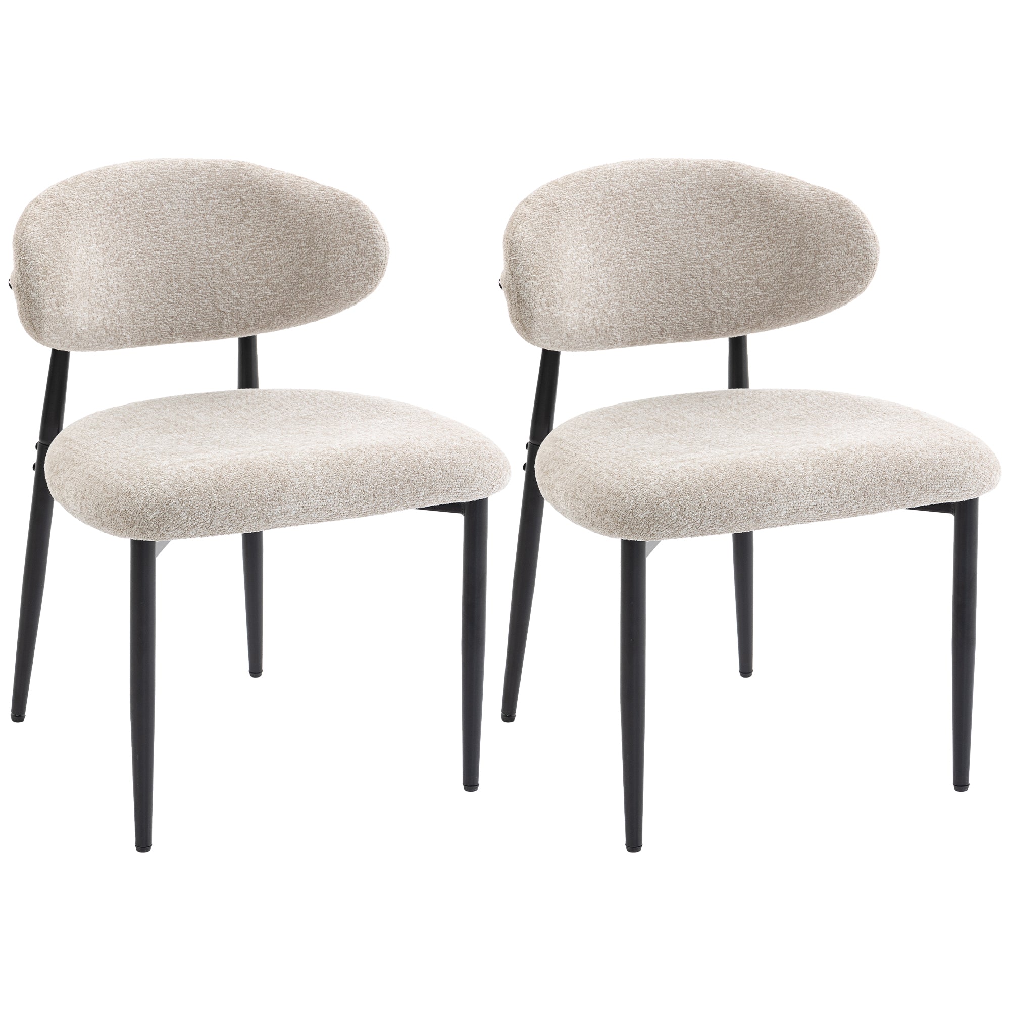 Polstrede Spisestuestole Køkkenstole Med Stålben Beige
