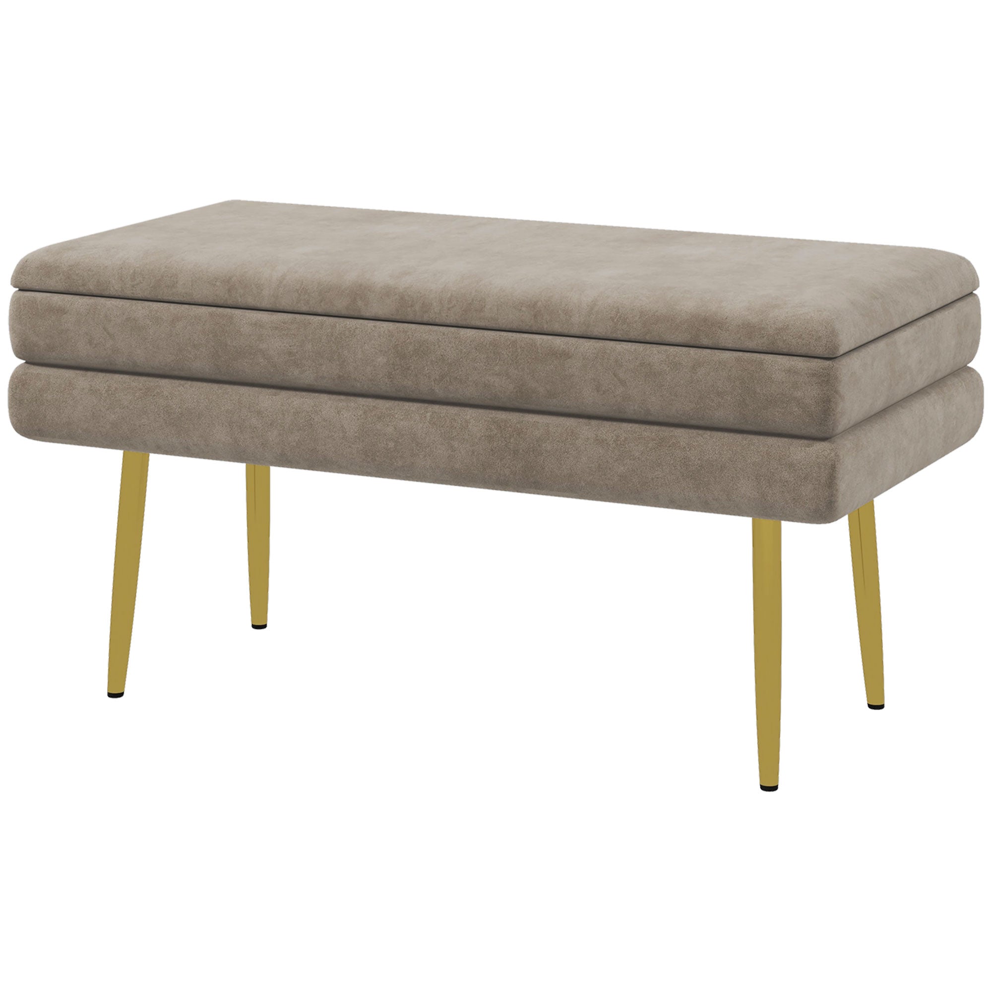 Polstret Bænk Med Opbevaring  Stål  79   Cm   37   Cm   43 Cm  Beige