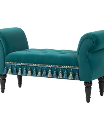 Polstret Bænk  Vintage Design  Op Til 150 Kg  117x40x58 Cm  Grøn