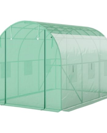 Polytunnel Drivhus Med Plastikdæksel Og Stålramme  Walk-in Drivhustelt Med Rulledøre  Grøn