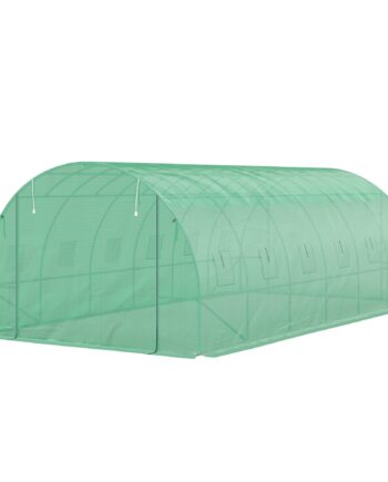 Polytunnel Drivhus Med Plastikdæksel Og Stålramme  Walk-in Drivhustelt Med Rulledøre  Grøn