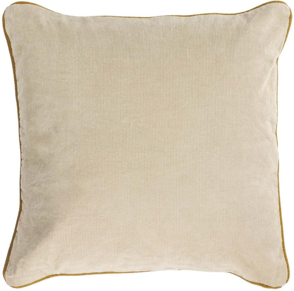 Pudebetræk Kave Home Kelaia 45x45 Cm 100 Bomuld Fløjl Med Kontrastkant Beige